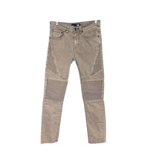 Post Apocalyptic Wasteland Moto Skinny Brown Faded 28" x 30" Dystopian Fashion